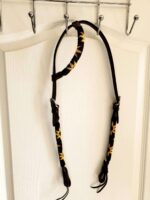 one ear beaded leather headstall bridle sunflower