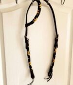 one ear beaded leather headstall bridle sunflower