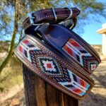 beaded aztec leather dog collar