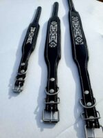 Dog Collar Leather For Sale- Black White Beading (3)