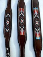 Dog Collar Leather For Sale- Sage Beading (1)