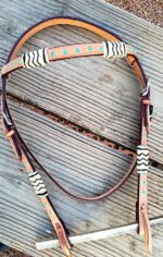 Rawhide turquoise studs headstall browband