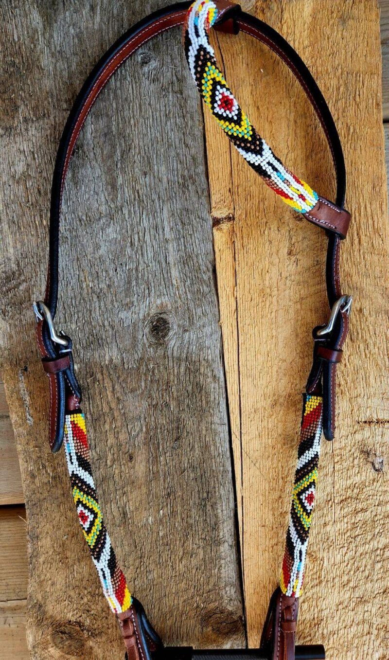 Leather Beaded Navajo headstall for sale