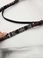 A Leather Sunflower Beaded Headstall (4)