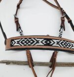 leather beaded sliding one earheadstall