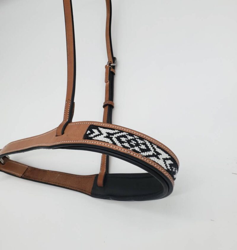 leather beaded sliding one earheadstall