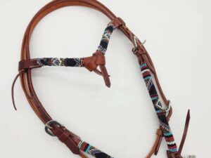 Blue Rodeo Futurity knot browband headstall western leather beaded 1