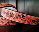 Pink Buckstitch Leather Dog Collar (2)