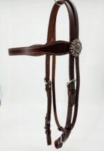 Buffalo Hide LEather Headstall Western RAnchy Cowboy Ranch One Eare Browband