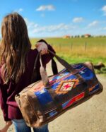 Blue River Leather Duffel bag with saddle blanket wool western pattern (1)