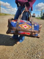 Blue River Leather Duffel bag with saddle blanket wool western pattern 11