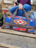 Blue River Leather Duffel bag with saddle blanket wool western pattern (1)