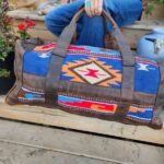 Blue River Leather Duffel bag with saddle blanket wool western pattern 3