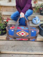 Blue River Leather Duffel bag with saddle blanket wool western pattern (1)