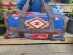 Blue River Leather Duffel bag with saddle blanket wool western pattern (1)