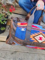 Blue River Leather Duffel bag with saddle blanket wool western pattern (1)