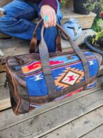 Blue River Leather Duffel bag with saddle blanket wool western pattern (1)