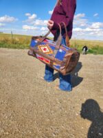 Blue River Leather Duffel bag with saddle blanket wool western pattern (1)