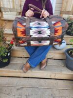 Lavender Lady Leather Duffel bag with saddle blanket wool western pattern cowboy bag 4