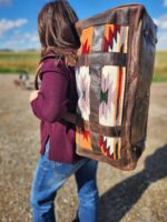 Lavender Lady Leather Duffel bag with saddle blanket wool western pattern cowboy bag 8