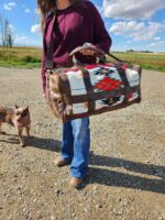 The Alpine Leather Duffel bag with saddle blanket wool western pattern (1)