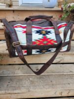 The Alpine Leather Duffel bag with saddle blanket wool western pattern (13)