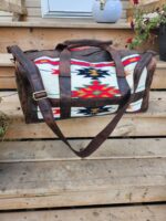 The Alpine Leather Duffel bag with saddle blanket wool western pattern (13)