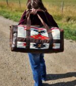 The Alpine Leather Duffel bag with saddle blanket wool western pattern (13)