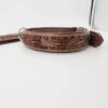 Leather Dog Collar - Leaf Tooled with Copper Studs & Center Ring - S