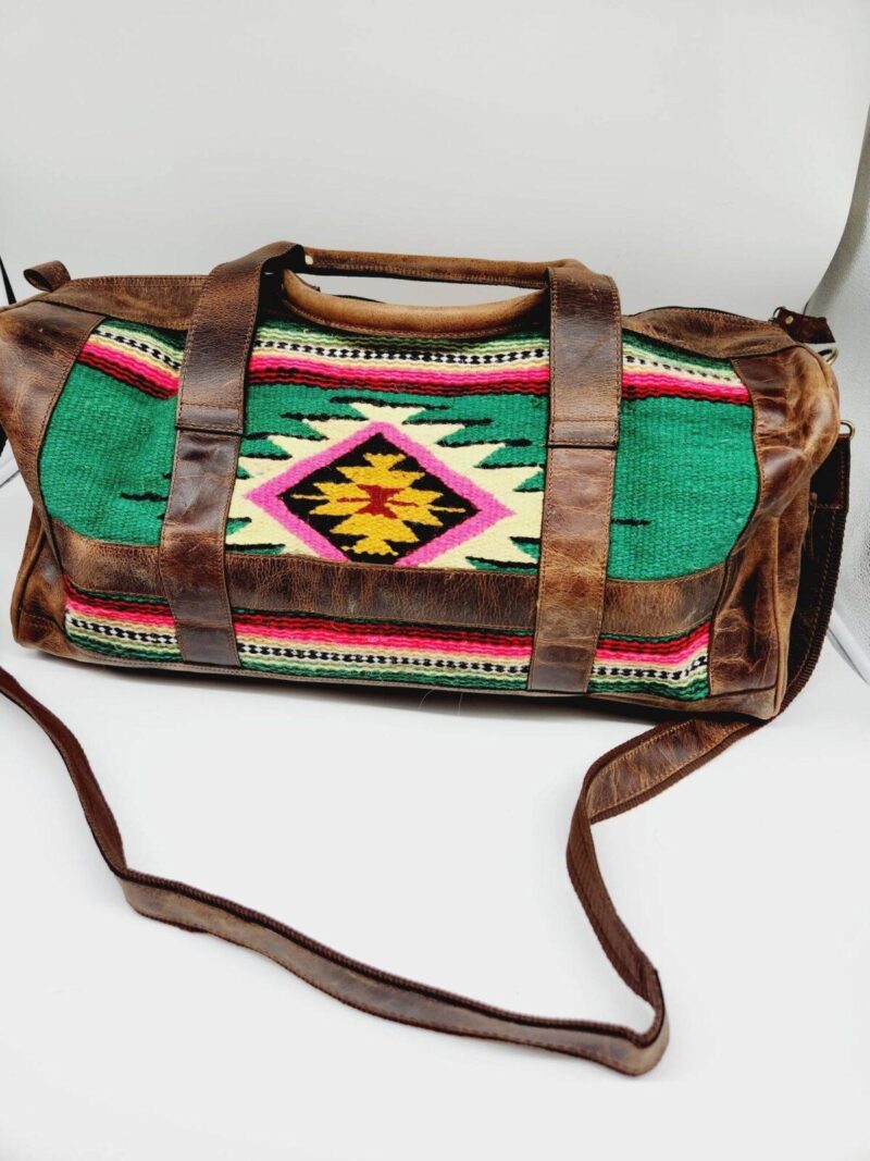 Spruce Saddle Blanket Leather Duffel Bag Western Fashion 13