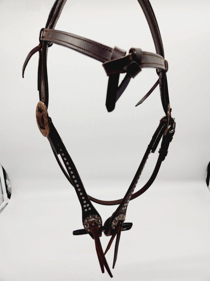 Buffalo LEather Headstall Western Soft Leather Bridle One Ear Browband Futurity Knot Noseband Tiedown 32