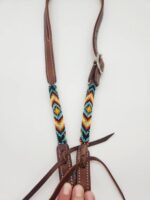 Fire ICe Beaded Headstall Browband One Ear Leather Cowboy Western (10)