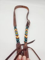 Fire ICe Beaded Headstall Browband One Ear Leather Cowboy Western (10)