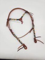 Fire ICe Beaded Headstall Browband One Ear Leather Cowboy Western (10)