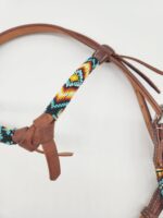 Fire ICe Beaded Headstall Browband One Ear Leather Cowboy Western (10)