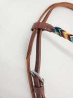 Fire ICe Beaded Headstall Browband One Ear Leather Cowboy Western (10)