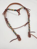 Fire ICe Beaded Headstall Browband One Ear Leather Cowboy Western (10)