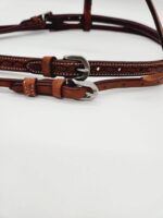 Leather Western Headstall Futurity Knot Browband One Ear Tiedown Noseband Beaded Roughout Tooled Bridles Headstall 13