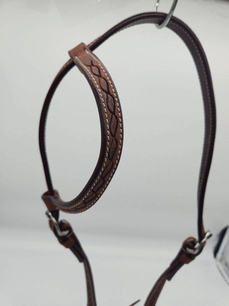 Leather Western Headstall Futurity Knot Browband One Ear Tiedown Noseband Beaded Roughout Tooled Bridles Headstall 18