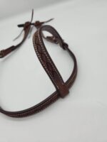 Leather Western Headstall Futurity Knot Browband One Ear Tiedown Noseband Beaded Roughout Tooled Bridles Headstall 23