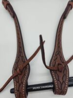 Leather Western Headstall Futurity Knot Browband One Ear Tiedown Noseband Beaded Roughout Tooled Bridles Headstall 24