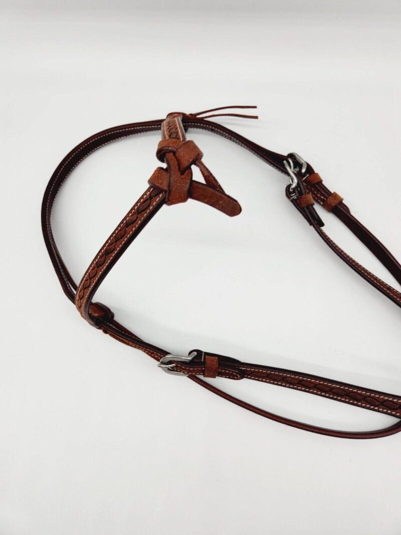 Leather Western Headstall Futurity Knot Browband One Ear Tiedown Noseband Beaded Roughout Tooled Bridles Headstall 5