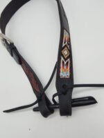 Leather Western Headstall Futurity Knot Browband One Ear Tiedown Noseband Beaded Roughout Tooled Bridles Headstall 54