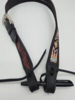 Leather Western Headstall Futurity Knot Browband One Ear Tiedown Noseband Beaded Roughout Tooled Bridles Headstall 55