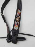 Leather Western Headstall Futurity Knot Browband One Ear Tiedown Noseband Beaded Roughout Tooled Bridles Headstall 56