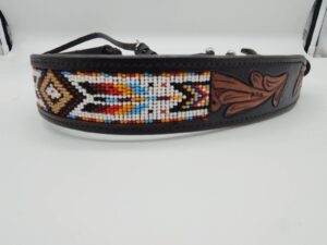 Leather Western Headstall Futurity Knot Browband One Ear Tiedown Noseband Beaded Roughout Tooled Bridles Headstall 66