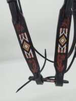 Leather Western Headstall Futurity Knot Browband One Ear Tiedown Noseband Beaded Roughout Tooled Bridles Headstall 68