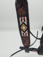 Leather Western Headstall Futurity Knot Browband One Ear Tiedown Noseband Beaded Roughout Tooled Bridles Headstall 72