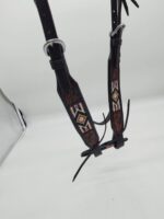 Leather Western Headstall Futurity Knot Browband One Ear Tiedown Noseband Beaded Roughout Tooled Bridles Headstall 76