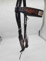 Leather Western Headstall Futurity Knot Browband One Ear Tiedown Noseband Beaded Roughout Tooled Bridles Headstall 77